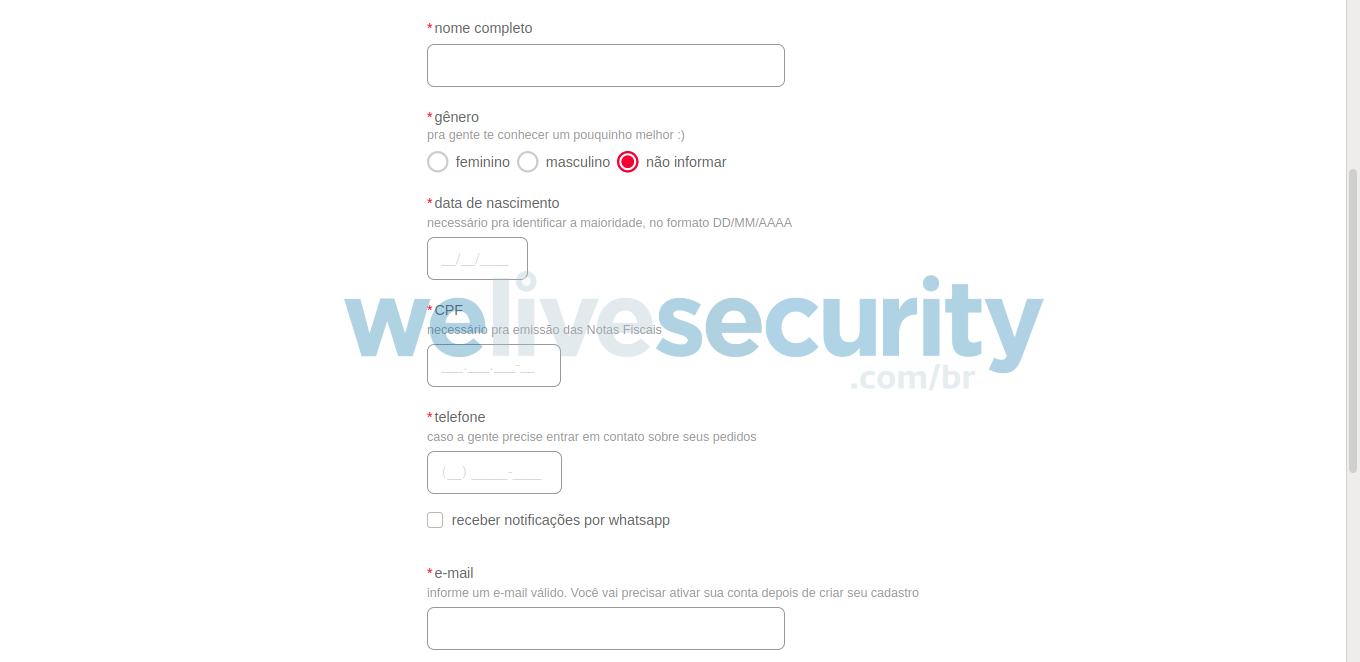 Coleta de informações bancárias das vítimas