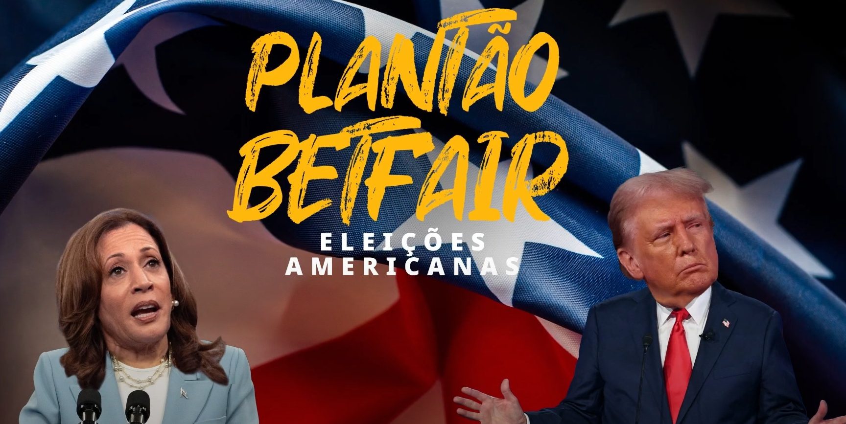 Trump lidera com 57% de probabilidade de ir a Casa Branca, Kamala melhora performance e atinge 43% Foto: Betfair