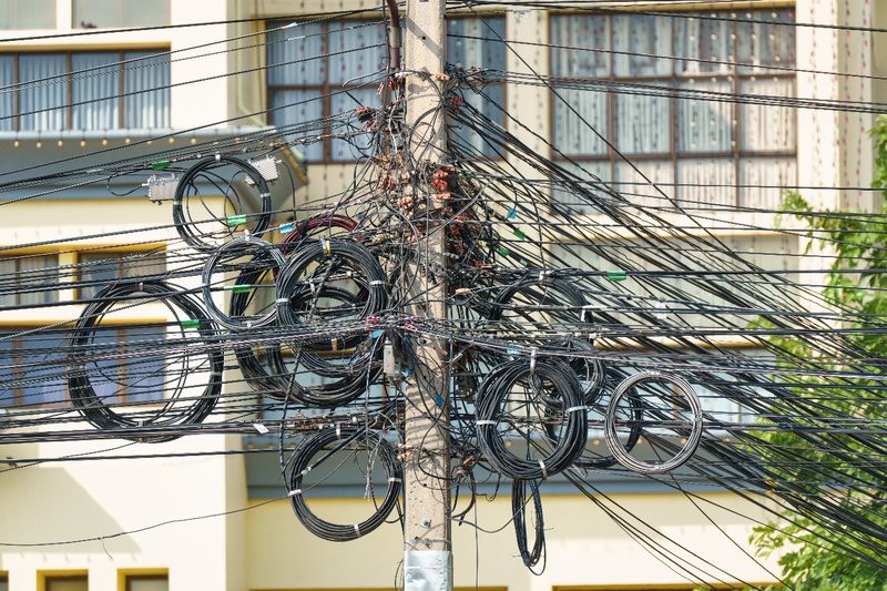 Uso desordenado de postes sobrecarrega infraestrutura e coloca em risco a população