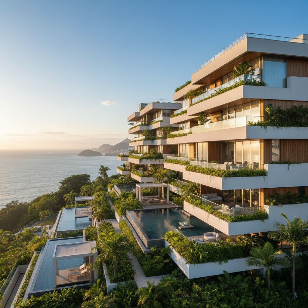 Empreendimento residencial moderno da Habitare em Niterói com vista para o mar e conceito smart living
